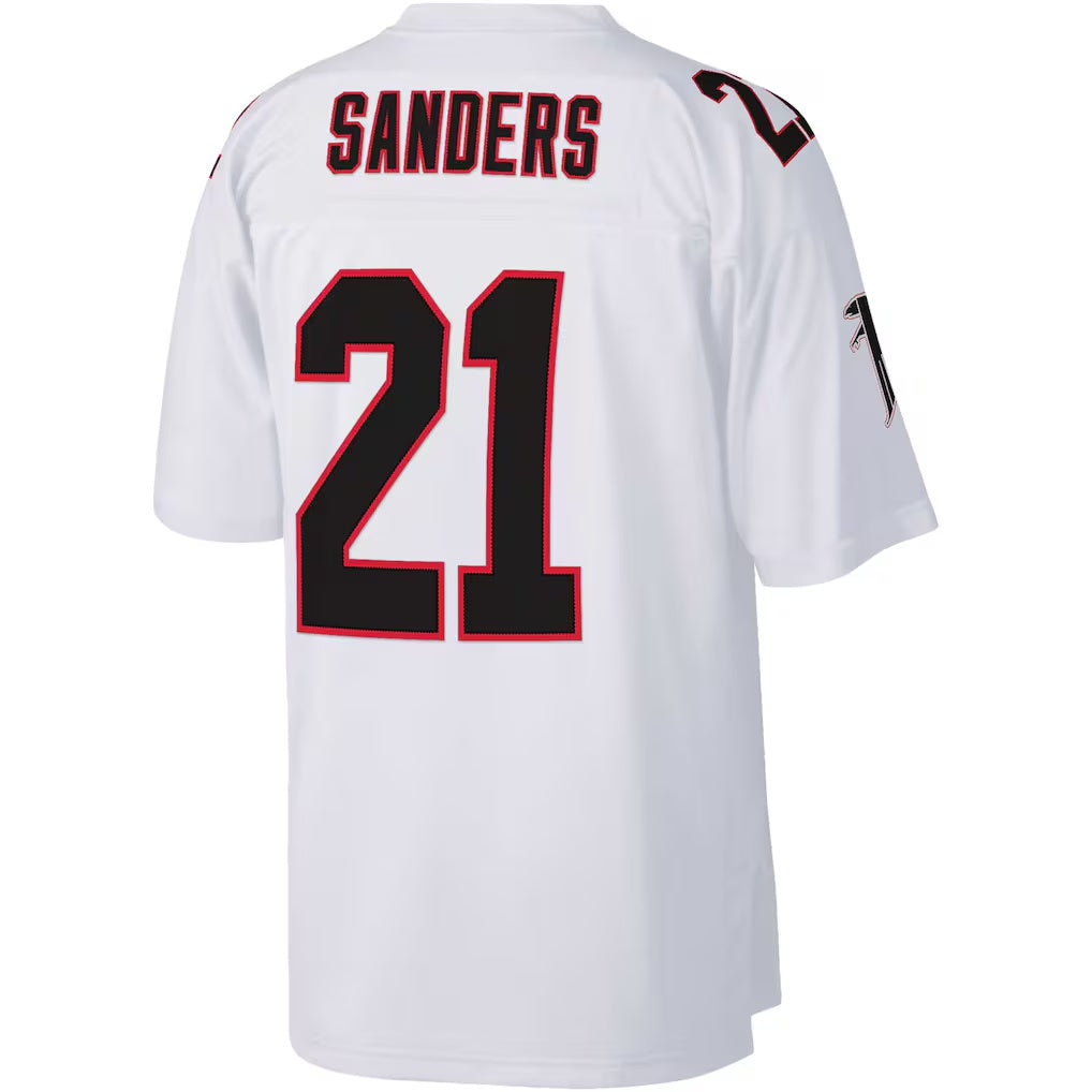 A.Falcons #21 Deion Sanders Mitchell & Ness White Big & Tall Retired Player Replica Stitched Football American Jersey