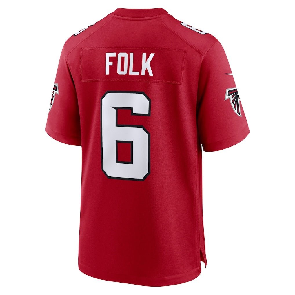A.Falcons #6 Nick Folk Red Team Game Jersey