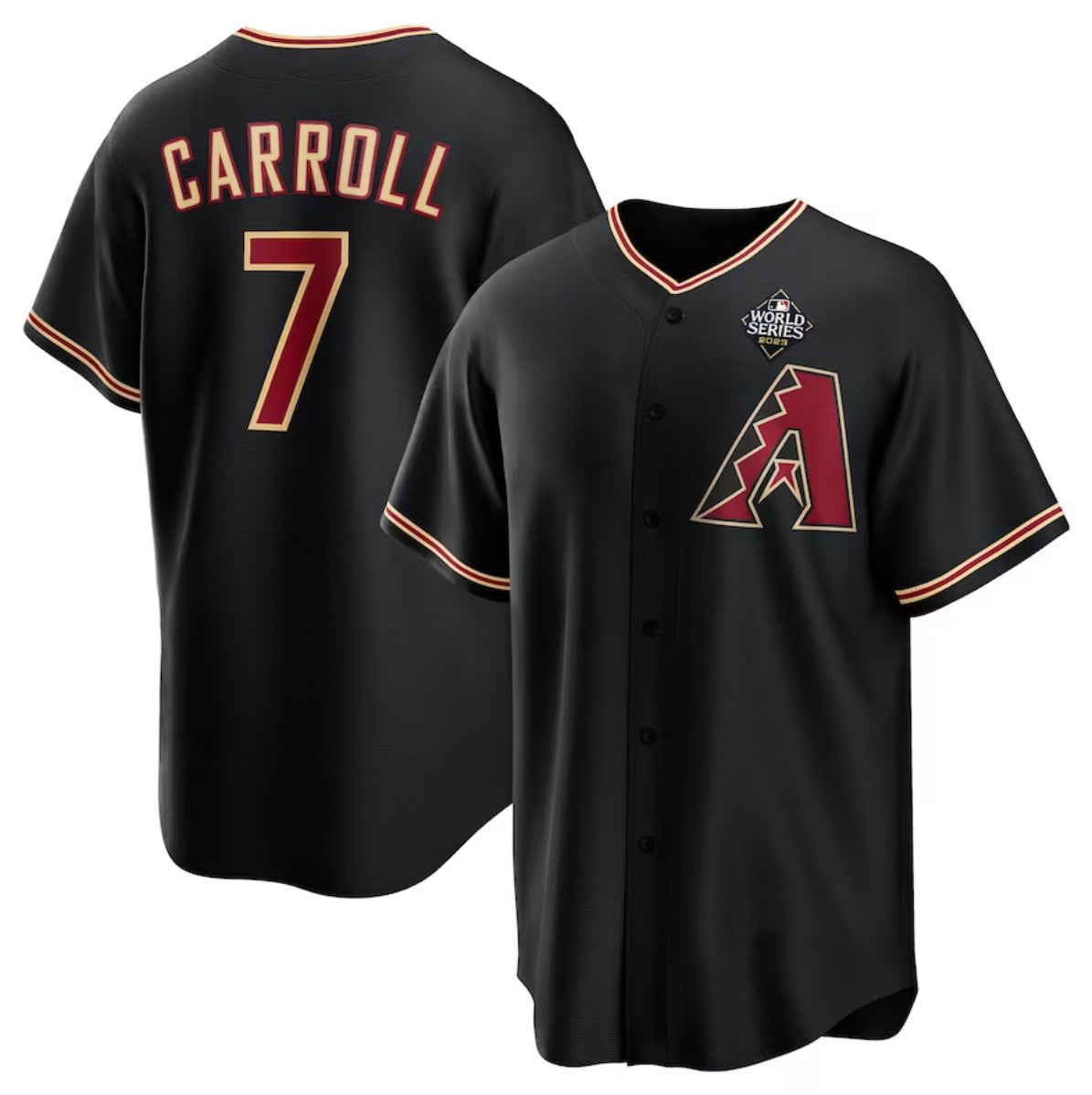 Arizona Diamondbacks #7 Corbin Carroll Black 2023 World Series Cool Base Stitched Baseball Jersey