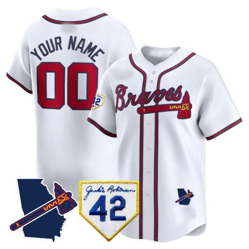 Atlanta Braves 2024 Robinson & Georgia Patch Vapor Premier Limited Custom Jersey â€?White Baseball Jersey