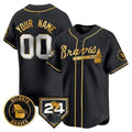 Atlanta Braves 2024 Spring Training Patch Vapor Premier Limited Custom Jersey â€?Black Gold Baseball Jersey