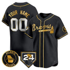 Atlanta Braves 2024 Spring Training Patch Vapor Premier Limited Custom Jersey â€?Black Gold Baseball Jersey