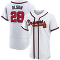 Atlanta Braves #28 Matt Olson White Flex Baseball Jersey