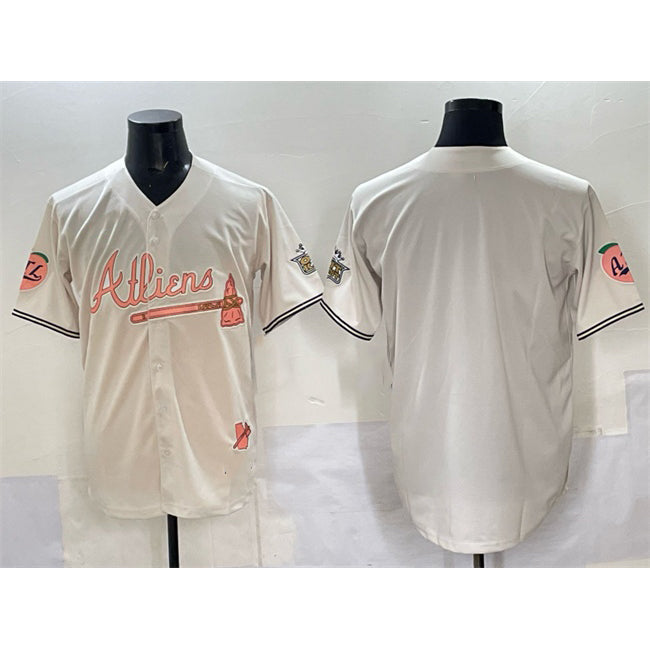 Atlanta Braves Blank Cream 2024 Atliens & Peach With Outkast Patch Vapor Limited Stitched Baseball Jersey