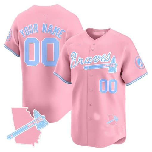 Atlanta Braves Bubblegum Pink Vapor Premier Limited Custom Jersey â€?All Stitched-Pink Baseball Jersey