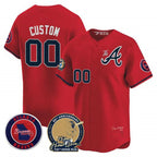 Atlanta Braves Hank Aaron 715th Home Run Patch Vapor Premier Limited Custom Jersey V2 â€?Red Baseball Jersey