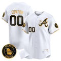 Atlanta Braves Hank Aaron 715th Home Run Patch Vapor Premier Limited Custom Jersey V2 â€?White Gold Baseball Jersey