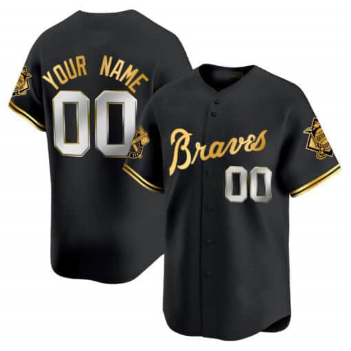 Atlanta Braves Peaches nâ€?Cream Vapor Premier Limited Custom Jersey â€?Black Gold Baseball Jersey