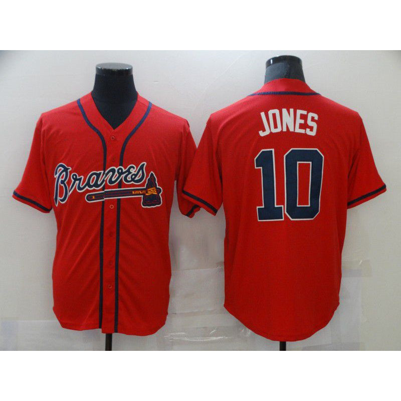 Atlanta Braves #10 Chipper Jones Red Stitched Cool Baseball Jersey