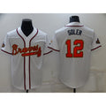 Atlanta Braves #12 Jorge Soler 2022 White Gold World Series Champions Program Cool Base Stitched Baseball Jersey