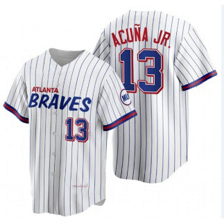 Atlanta Braves #13 Ronald Acuña Jr. 2021 City Connect Stitched White Baseball Jersey