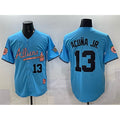 Atlanta Braves #13 Ronald Acuna Jr. Blue 2024 Atliens & Peach With Outkast Patch Vapor Limited Stitched Baseball Jersey