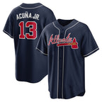 Atlanta Braves #13 Ronald Acuna Jr. Navy Alternate Replica Player Name Baseball Jersey