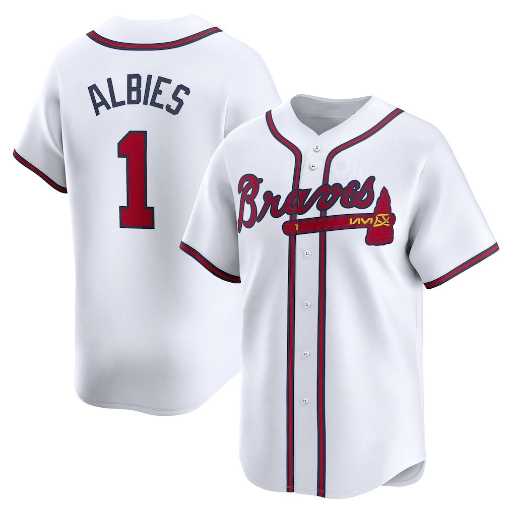 Atlanta Braves #1 Ozzie Albies White Home Limited Player Baseball Jersey