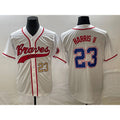 Atlanta Braves #23 Michael Harris II Number White Cool Base With Patch Stitched Baseball Jersey