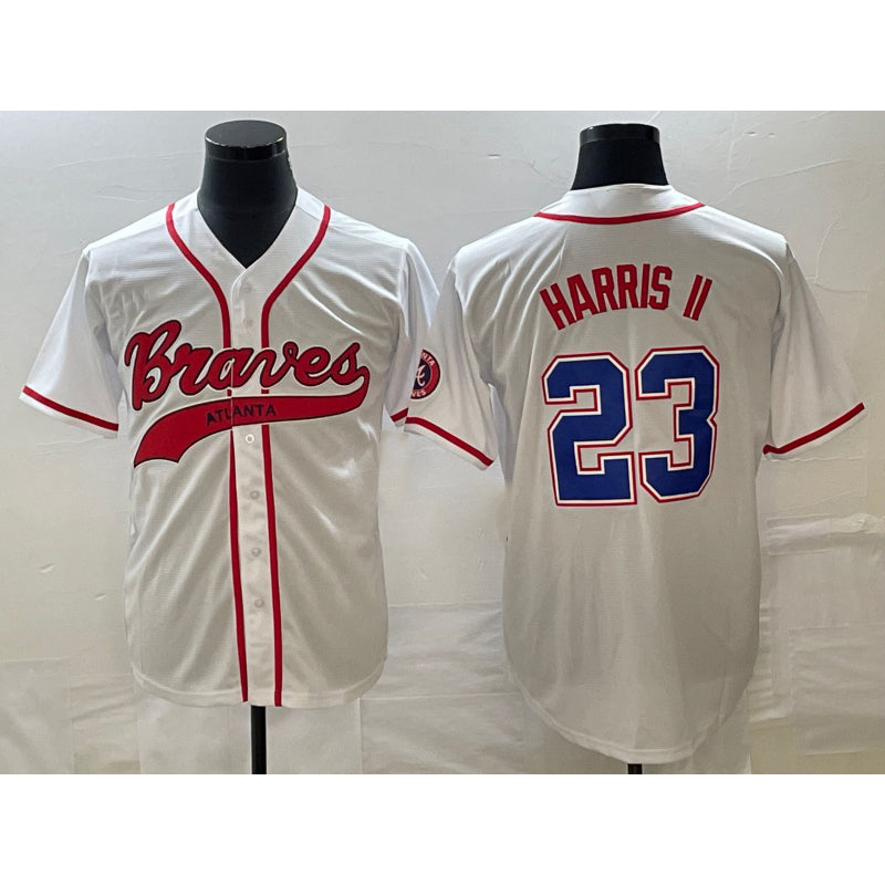 Atlanta Braves #23 Michael Harris II White Cool Base With Patch Stitched Baseball Jersey
