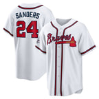 Atlanta Braves #24 Deion Sanders White Home Retired Player Replica Baseball Jersey