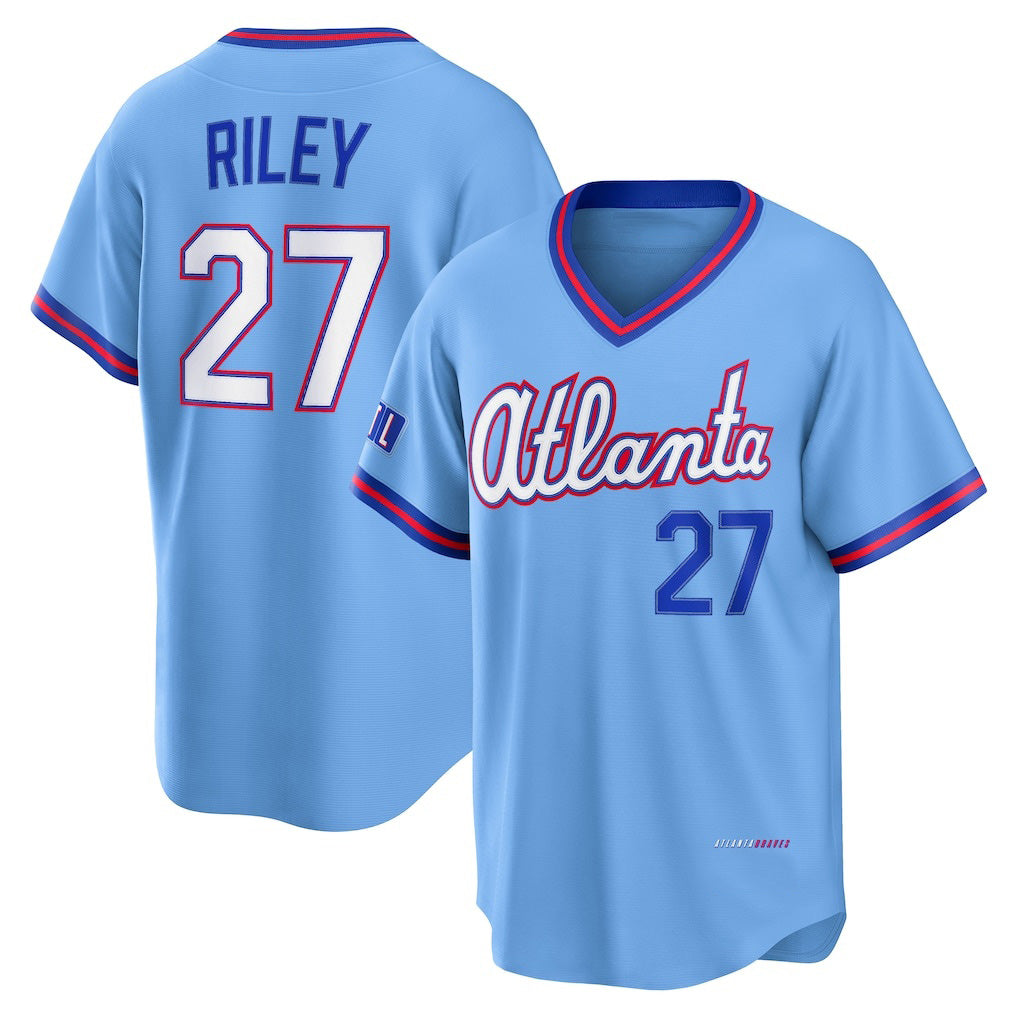 Atlanta Braves #27 Austin Riley Powder Blue 2026 City Connect Stadium Baseball Jersey