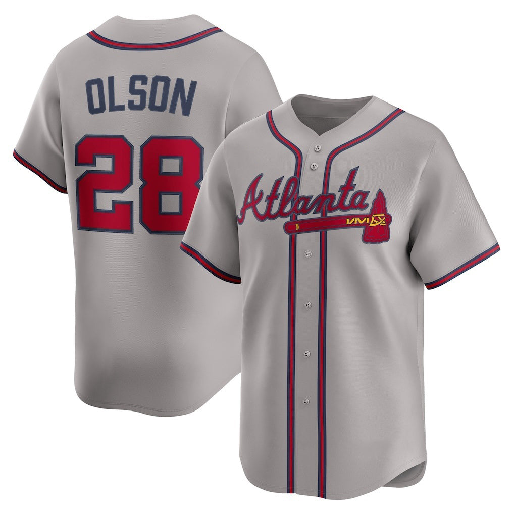 Atlanta Braves #28 Matt Olson Gray Road Limited Player Baseball Jersey