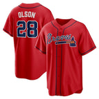 Atlanta Braves #28 Matt Olson Red Alternate 2 Replica Baseball Jersey