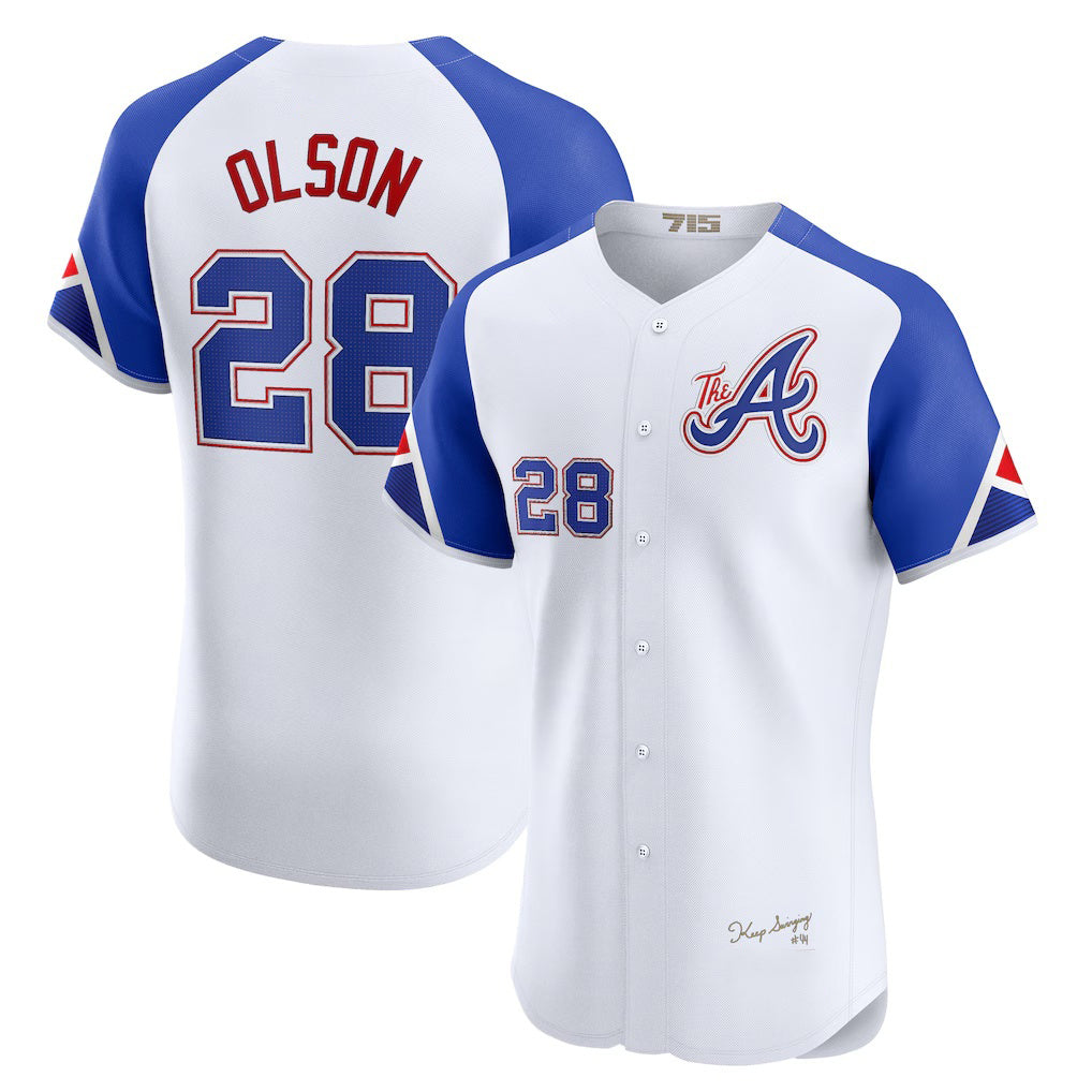 Atlanta Braves #28 Matt Olson White City Connect Elite Baseball Jersey
