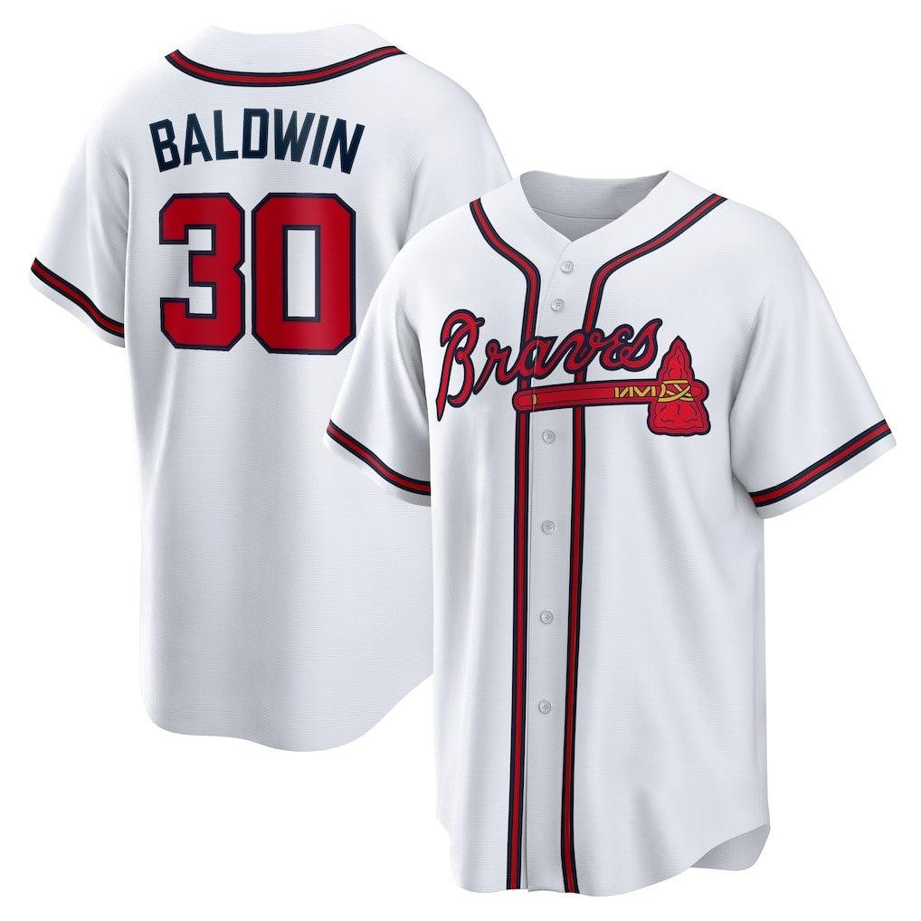 Atlanta Braves #30 Drake Baldwin White Home Replica Baseball Jersey
