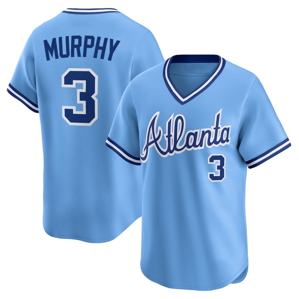 Atlanta Braves #3 Dale Murphy Light Blue Throwback Cooperstown Collection Limited Baseball Jersey