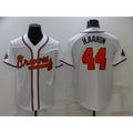 Atlanta Braves #44 Hank Aaron 2022 White Gold World Series Champions Program Cool Base Stitched Baseball Jersey