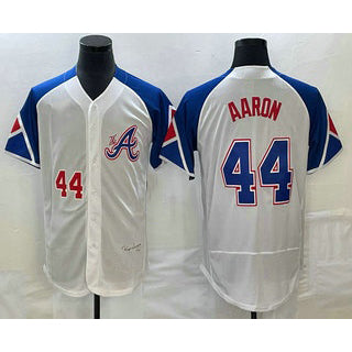Atlanta Braves #44 Hank Aaron Number White 2023 City Connect Flex Base Stitched Baseball Jersey