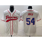 Atlanta Braves #54 Max Fried White Cool Base With Patch Stitched Baseball Jersey