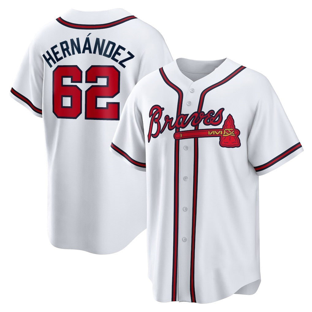 Atlanta Braves #62 Daysbel Hernandez White Home Replica Baseball Jersey