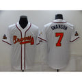 Atlanta Braves #7 Dansby Swanson 2022 White Gold World Series Champions Program Cool Base Stitched Baseball Jersey