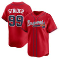 Atlanta Braves #99 Spencer Strider Red Alternate Limited Player Baseball Jersey