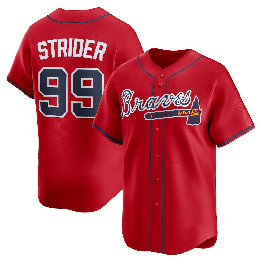Atlanta Braves #99 Spencer Strider Red Alternate Limited Player Baseball Jersey