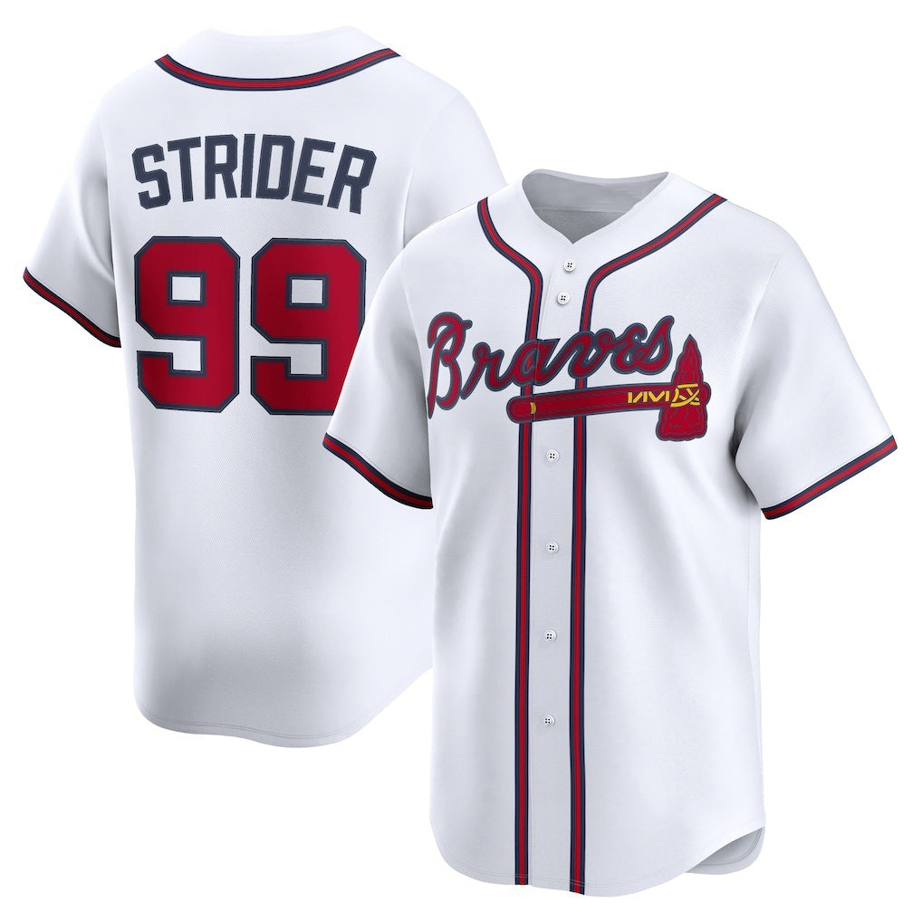 Atlanta Braves #99 Spencer Strider White Home Limited Player Baseball Jersey