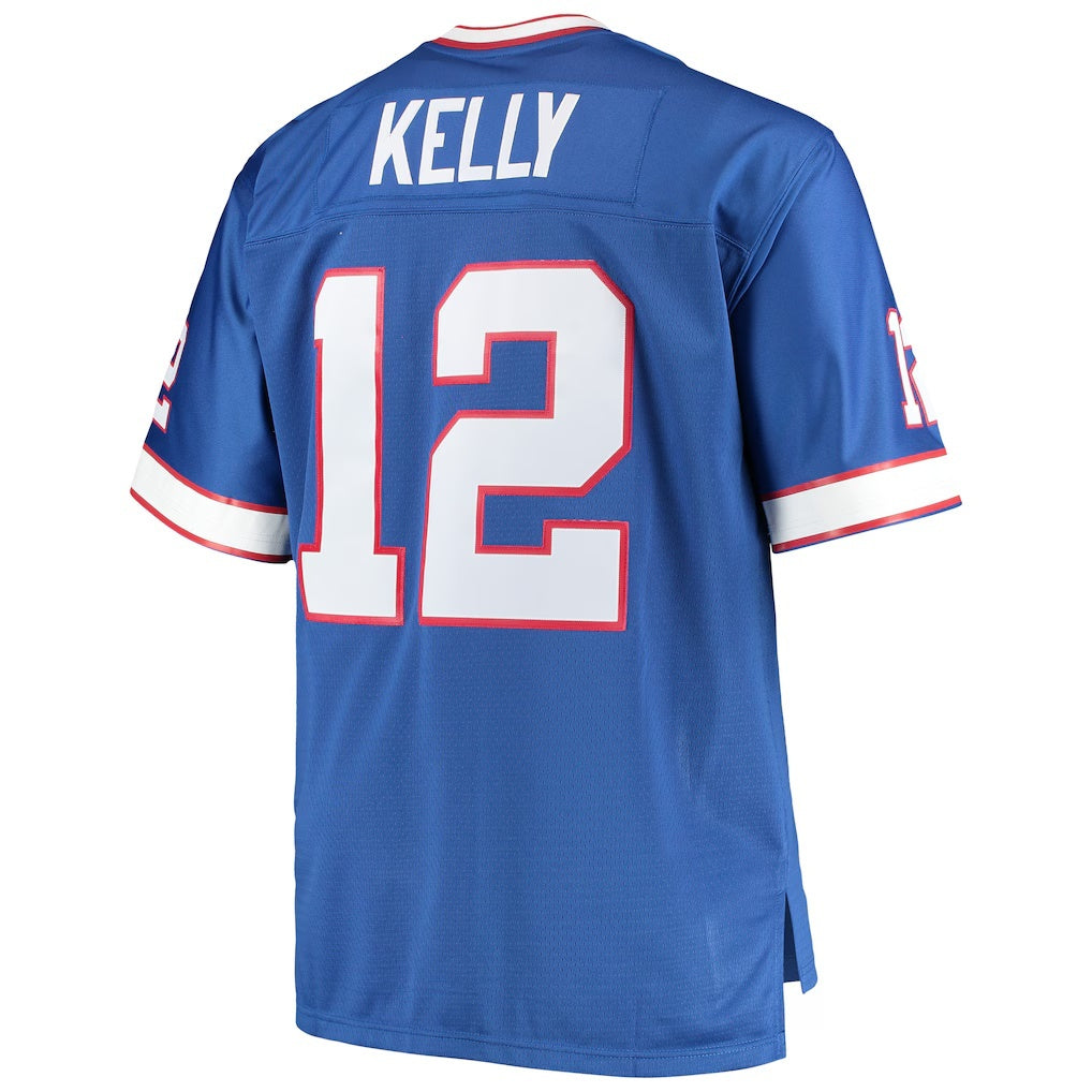 B.Bills #12 Jim Kelly Mitchell & Ness Royal Big & Tall Retired Player Replica Stitched Football American Jersey