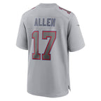 B.Bills #17 Josh Allen Atmosphere Fashion Game Jersey - Gray Stitched Football American Jersey