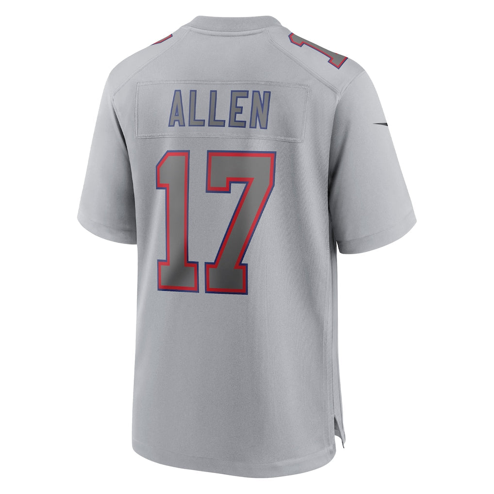 B.Bills #17 Josh Allen Atmosphere Fashion Game Jersey - Gray Stitched Football American Jersey