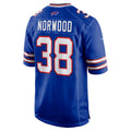 B.Bills #38 Tre Norwood Royal Team Game Stitched Football American Jersey
