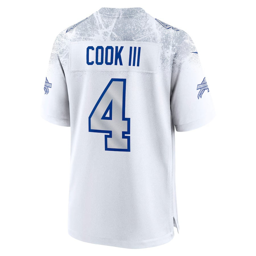 B.Bills #4 James Cook III 2025 Rivalries Collection Game Jersey - White