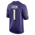 B.Ravens Number #1 Groom Purple Game Stitched Football American Jersey