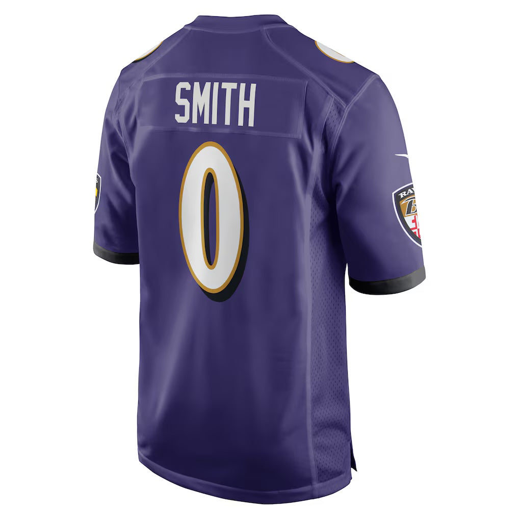 B.Ravens #0 Roquan Smith Purple Team Game Stitched Football American Jersey