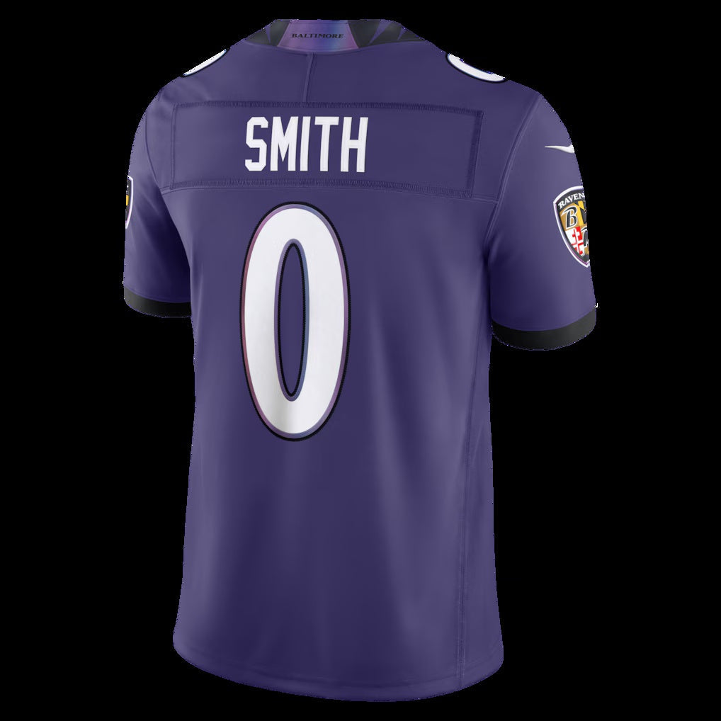 B.Ravens #0 Roquan Smith Purple Vapor F.U.S.E. Sewn Down Limited Stitched Football American Jersey