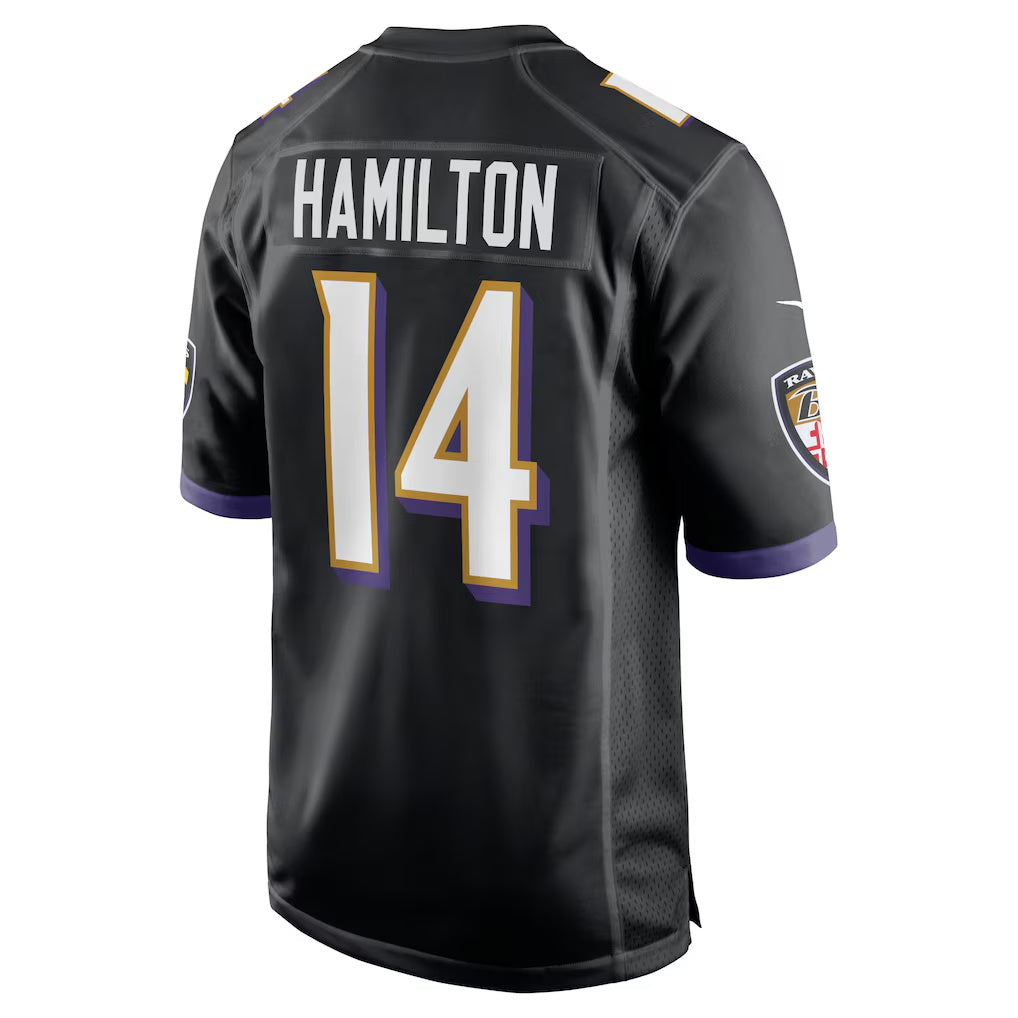 B.Ravens #14 Kyle Hamilton Black Player Game Stitched Football American Jersey