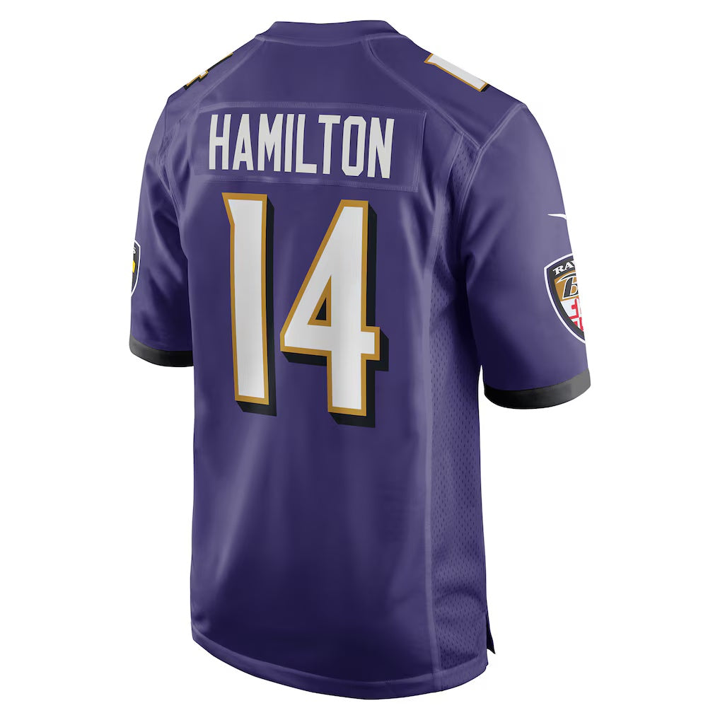 B.Ravens #14 Kyle Hamilton Purple Player Game Stitched Football American Jersey
