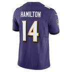 B.Ravens #14 Kyle Hamilton Purple Vapor F.U.S.E. Limited Stitched Football American Jersey