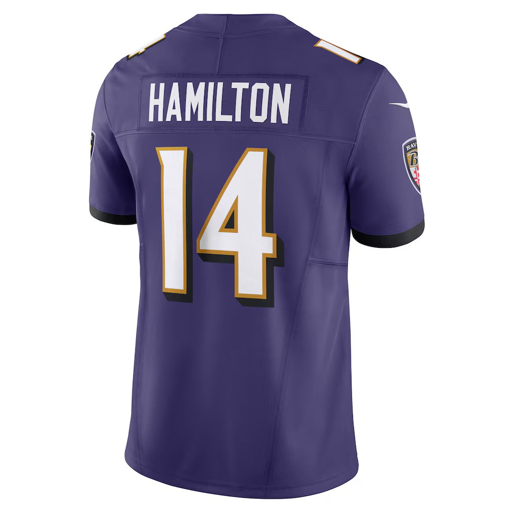 B.Ravens #14 Kyle Hamilton Purple Vapor F.U.S.E. Limited Stitched Football American Jersey