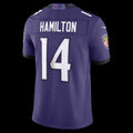 B.Ravens #14 Kyle Hamilton Purple Vapor F.U.S.E. Sewn Down Limited Stitched Football American Jersey