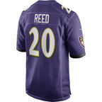 B.Ravens #20 Ed Reed Purple Game Retired Player Stitched Football American Jersey