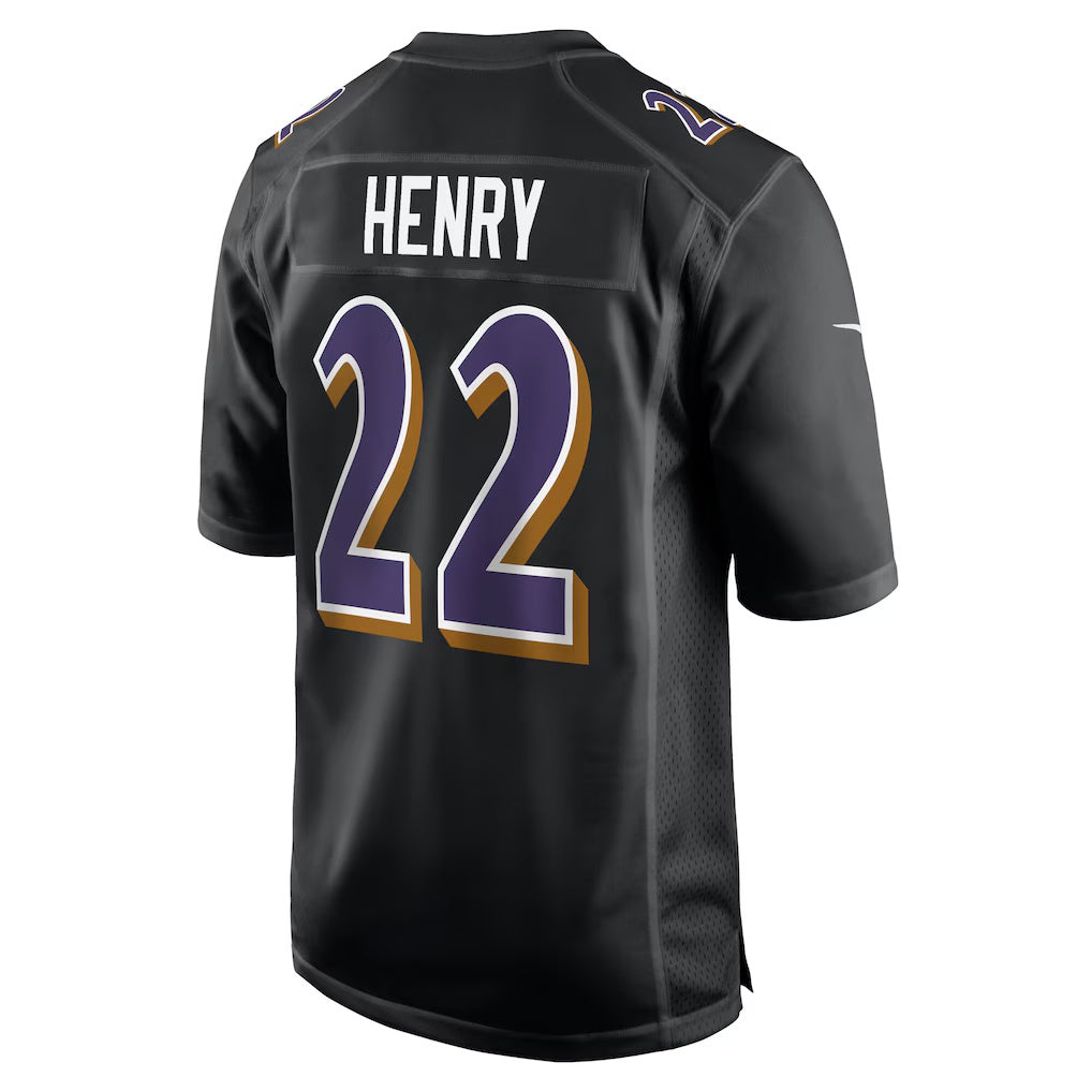 B.Ravens #22 Derrick Henry Carbon Black Fashion Stitched Football American Jersey